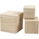 Wood cubes, size 5+6+8 cm, 3 pc/ 1 pack