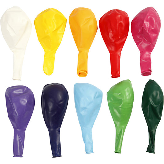 Balloons, assorted colours, round, D: 23 cm, 10 pc/ 1 pack