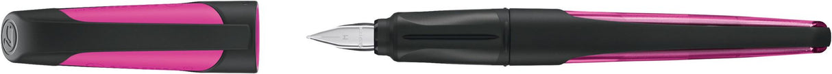 Ergonomic School Fountain Pen - STABILO EASYbuddy - M Nib - Black/Magenta 