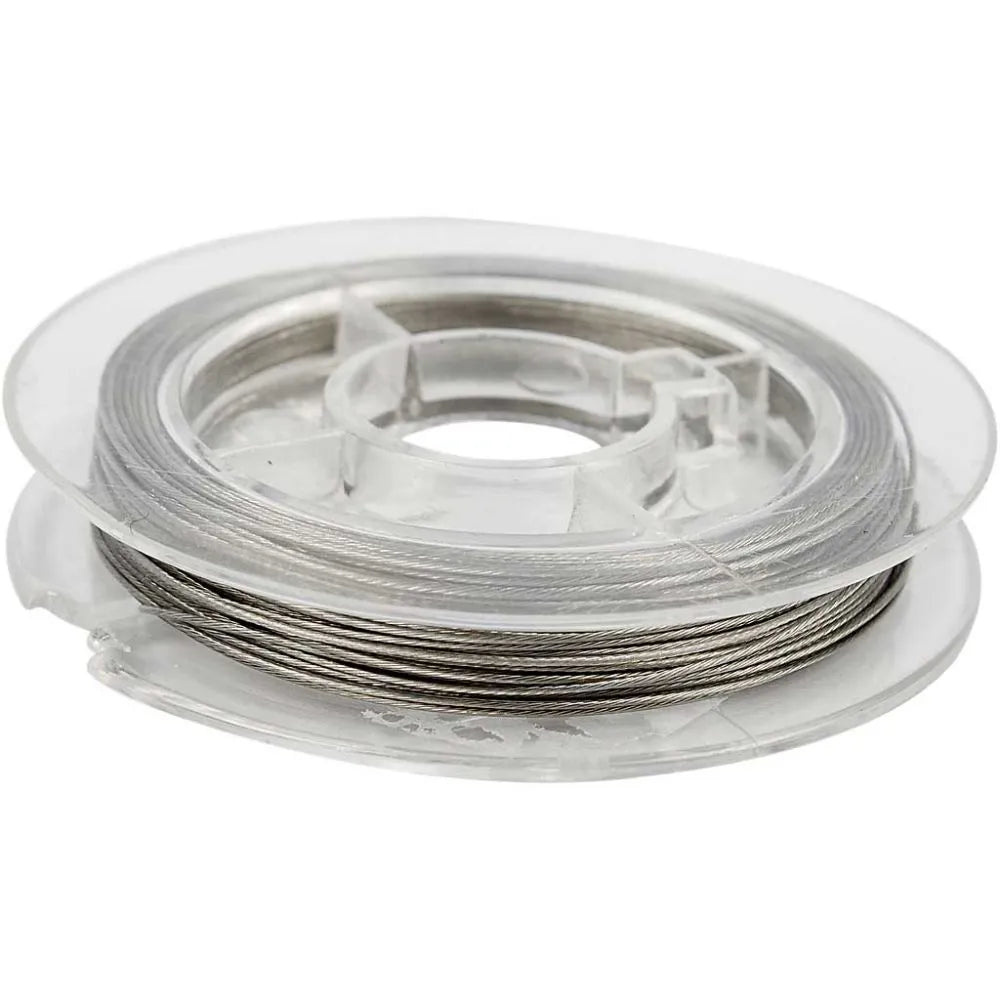 Beading Wire, silver, thickness 0,38 mm, 10 m/ 1 roll
