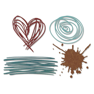 Sizzix Thinlits Die Set 4pk- Scribbles &amp; Splat