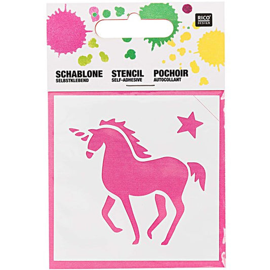 Stencil unicorn 7.5x7.5cm self-adhesive