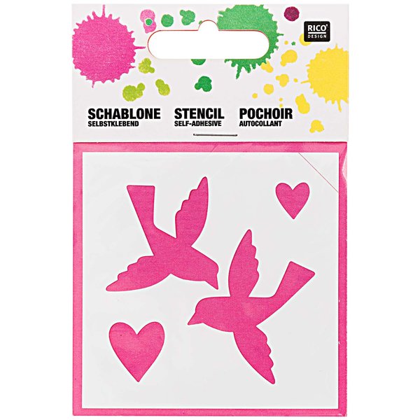  Stencil doves 7.5x7.5cm self-adhesive