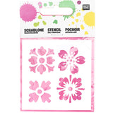 Stencil flowers 7.5x7.5cm self-adhesive