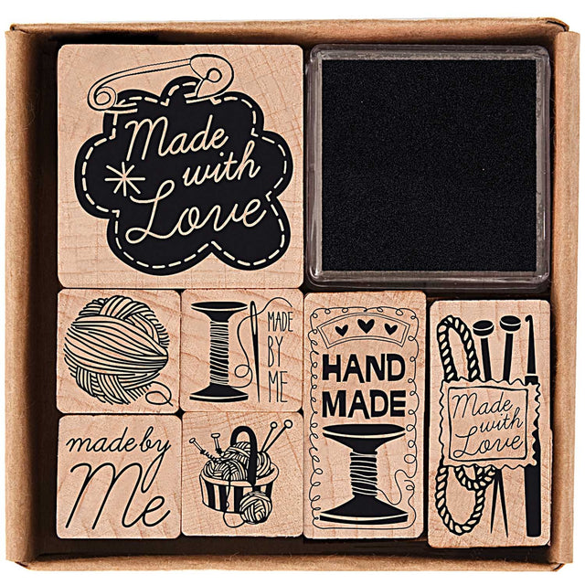 Paper Poetry stamp set Handmade 7 pieces