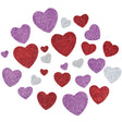 Foam rubber hearts red-pink-silver glitter self-adhesive