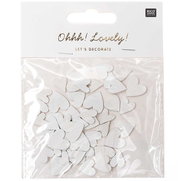 Ohhh! Lovely! Wooden litter heart mix white 48 pieces