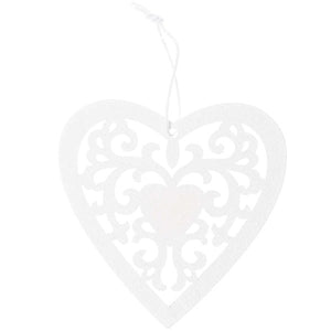 Wooden Hanger Heart Ornament - Large White