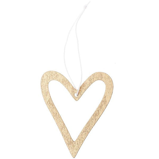 Wooden Tag Open Heart Gold 