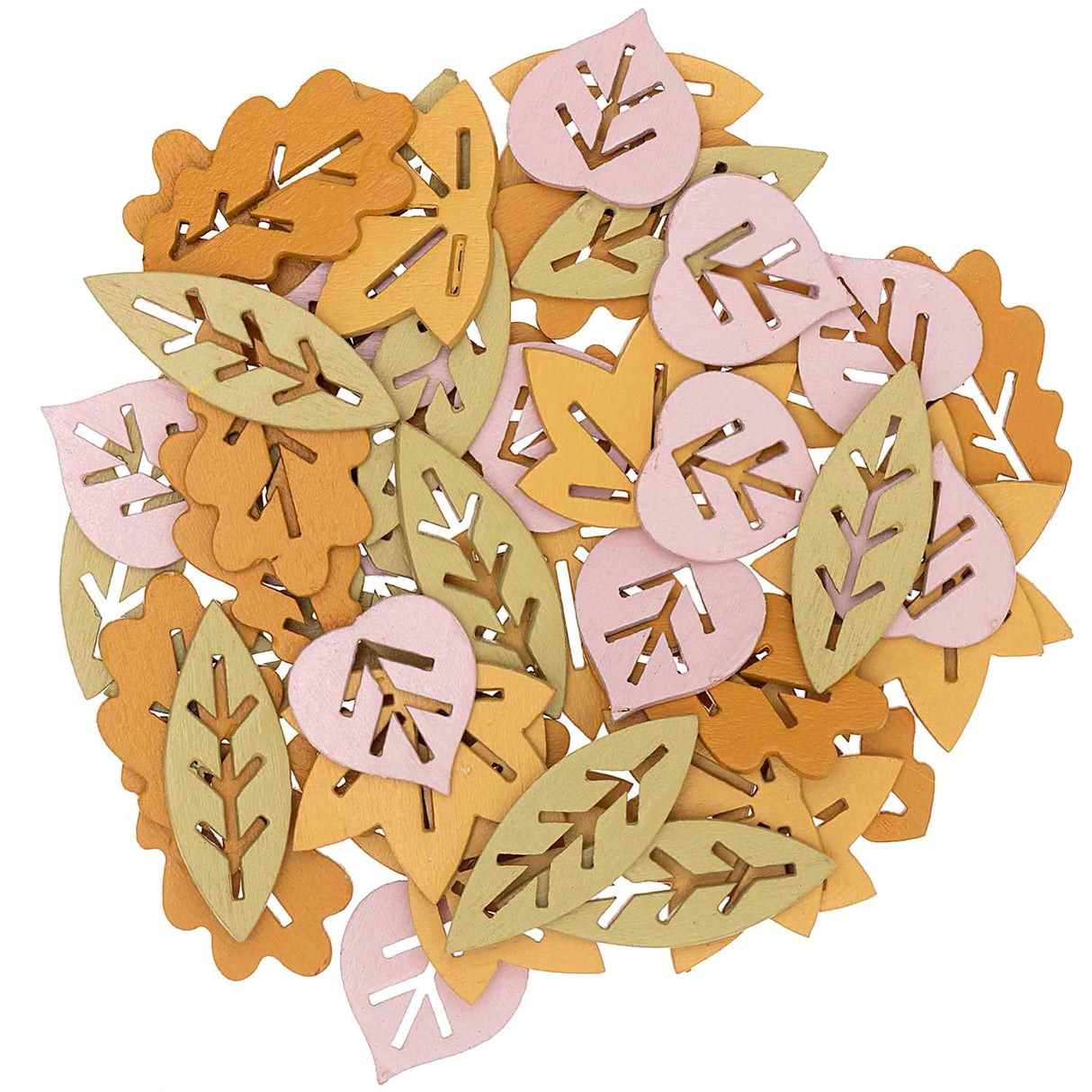 Wood litter leaves mix brown 48 pieces