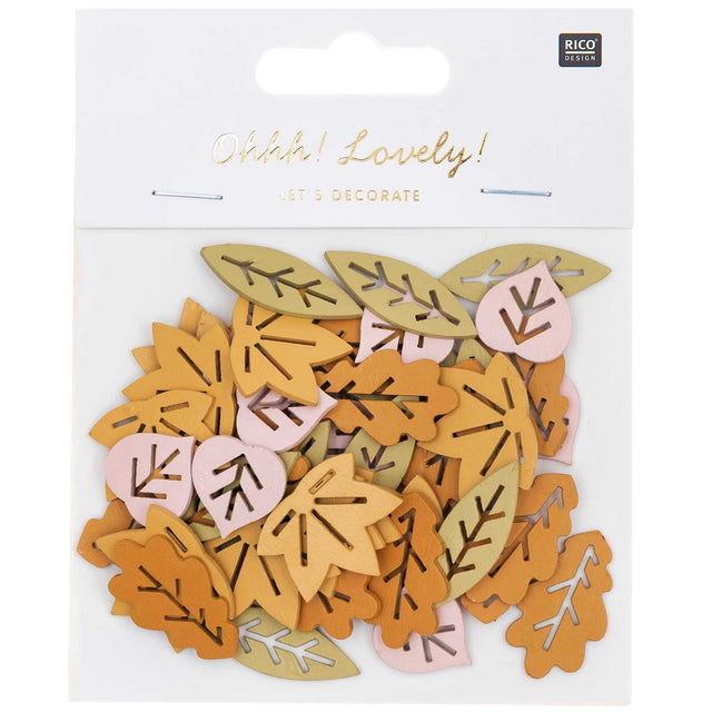 Wood litter leaves mix brown 48 pieces