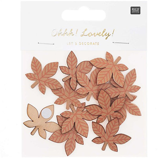 Ohhh! Lovely! Wood stickers leaf brown 12 pieces