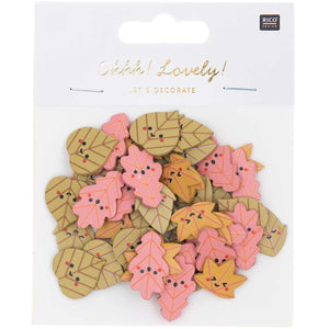 Ohhh! Lovely! Wooden litter leaves mix colorful 48 pieces