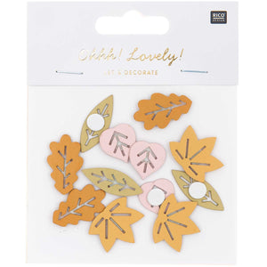 Ohhh! Lovely! Wooden sticker leaves mix colorful 12 pieces