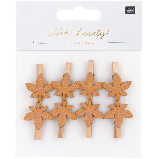 Ohhh! Lovely! Wooden clips leaf brown 3cm 8 pieces