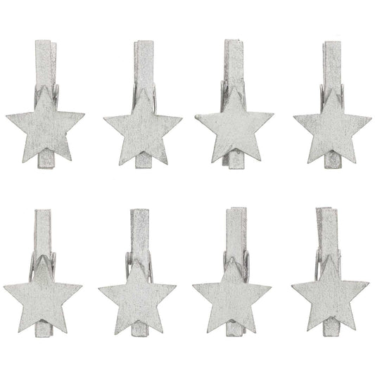Ohhh! Lovely! Decoration clips star silver 3cm 8 pieces