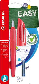 Ergonomic School Fountain Pen - STABILO EASYbuddy - M Nib - Coral/Red