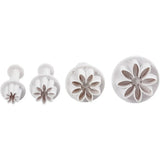 Cookie cutters with stamp, white, flower, D: 2,3+2
