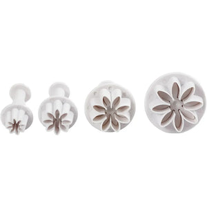 Cookie cutters with stamp, white, flower, D: 2,3+2