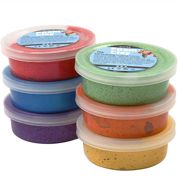 CREATIVE FOAM CLAY- ASST METALLIC COLS 6 X 20G