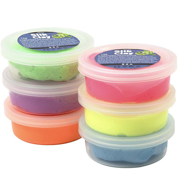 CREATIVE SILK CLAY- ASST NEON COLS 6 X 14G