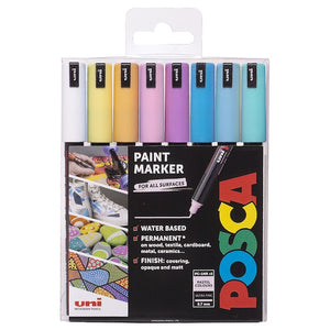 Posca PC-1MR Ultra Fine Tip Paint Marker Wallet of 8 Pastel Colours