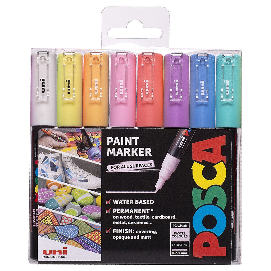 Posca PC-1M Wallet Of 8 Pastel Colours Extra Fine