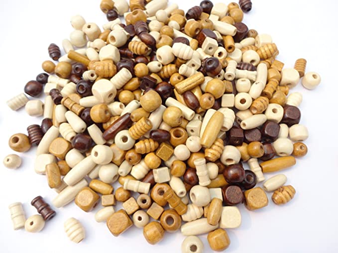 WOODEN BEAD MIX NATURAL 100G