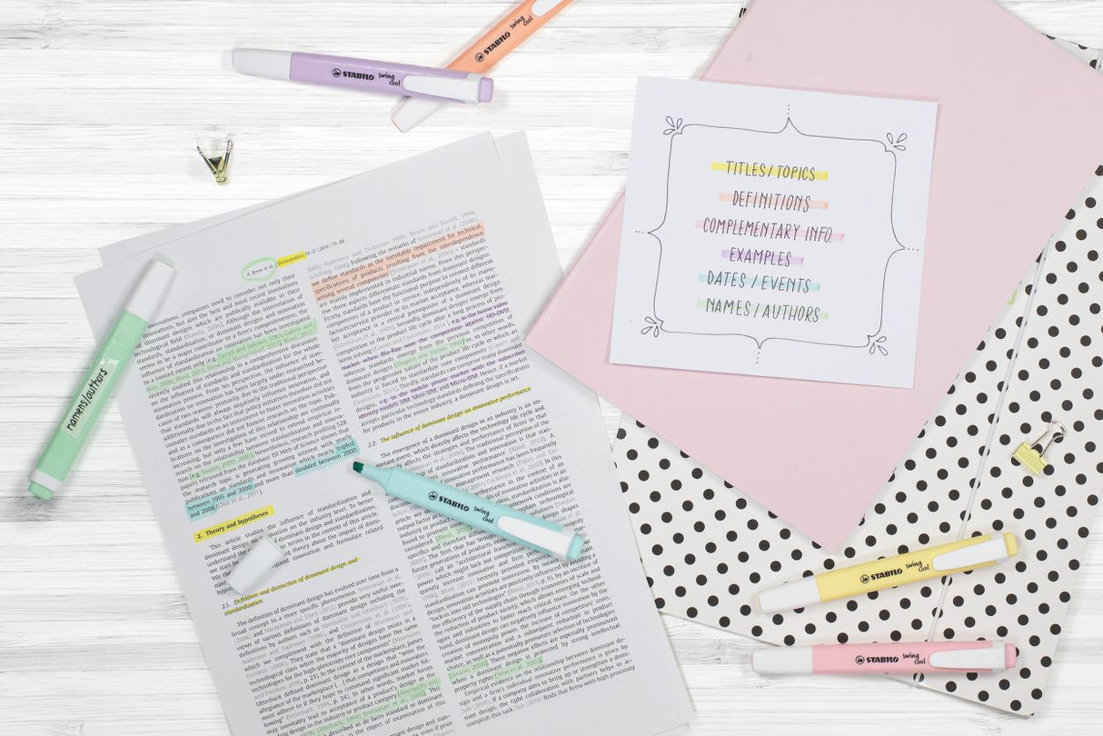 Highlighter - STABILO swing cool Pastel - Wallet of 4 - Assorted Colours