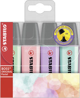 Highlighter - STABILO BOSS ORIGINAL Pastel - Wallet of 4 - Assorted Colours