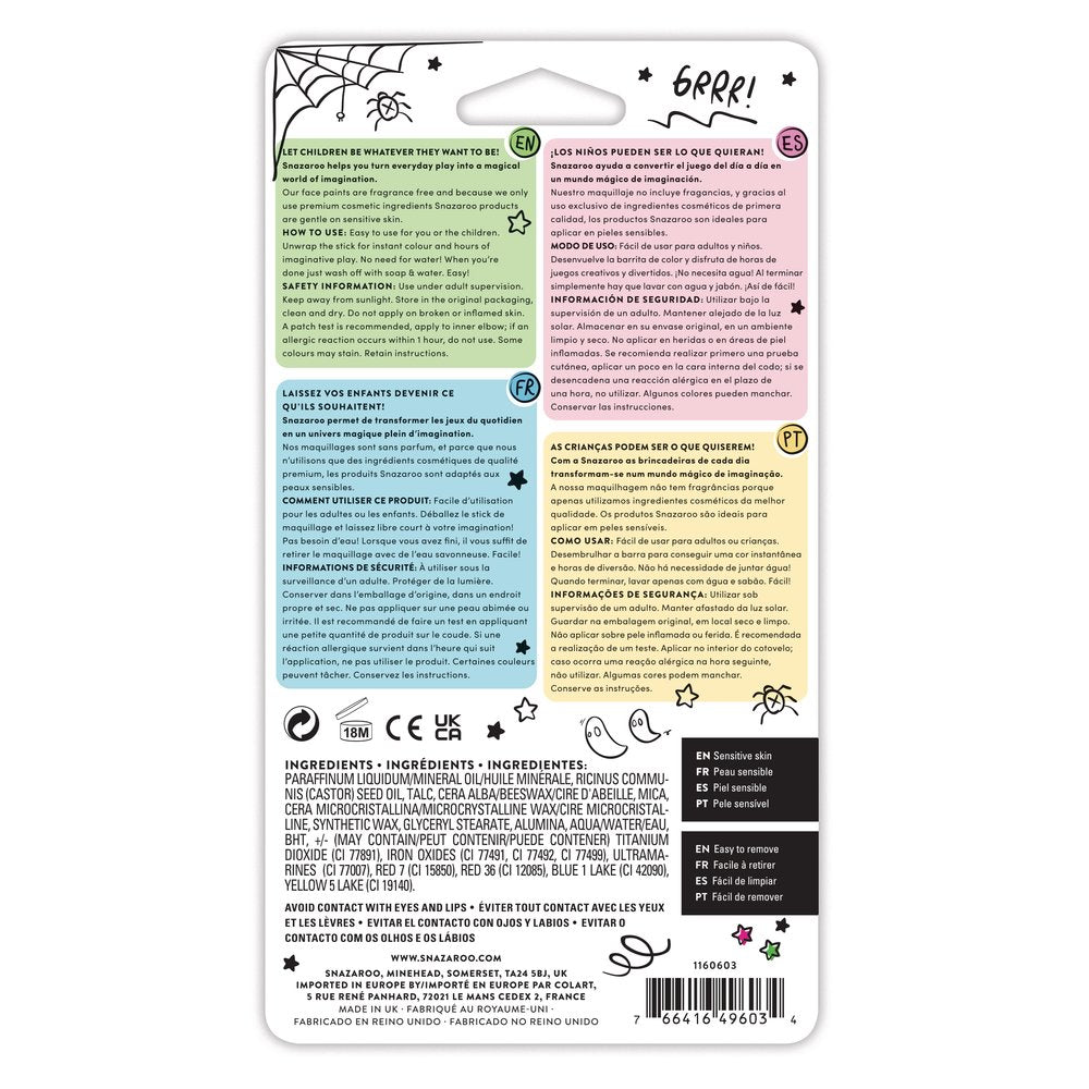 Snazaroo Halloween Face Paint Sticks - Set Of 6