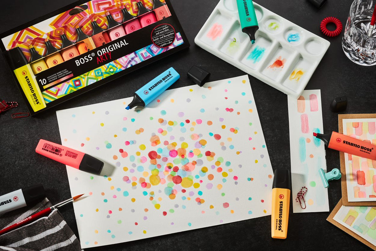 Highlighter - STABILO BOSS ORIGINAL ARTY - Wallet of 10 - Warm Colours