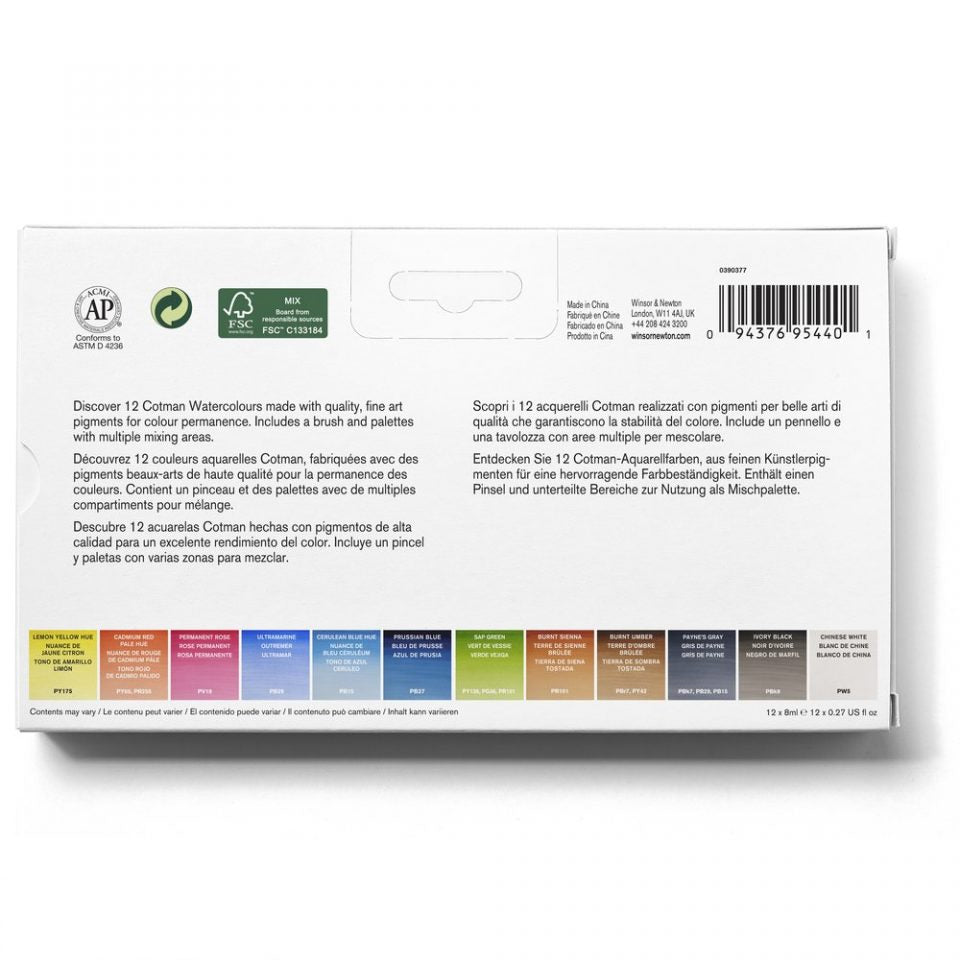 Cotman Watercolours Painting Plus Tube Set. Product code: 0390377 Barcode: 094376954401