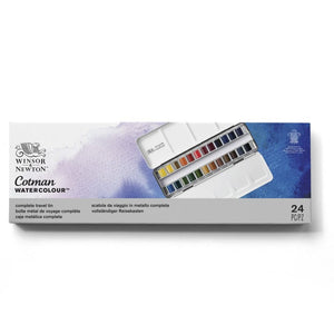 Cotman Watercolours Metal Sketchers' Box - 24 Half Pans. Product Code: 0390645 Barcode: 5012572005838