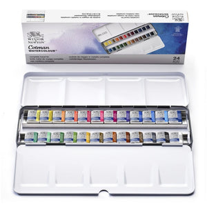 Cotman Watercolours Metal Sketchers' Box - 24 Half Pans. Product Code: 0390645 Barcode: 5012572005838