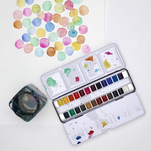 Cotman Watercolours Metal Sketchers' Box - 24 Half Pans. Product Code: 0390645 Barcode: 5012572005838
