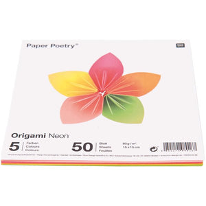 Paper Poetry Origami neon 15x15cm 50 sheets 5 colours