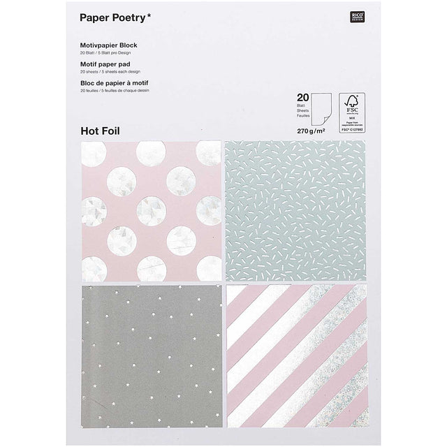 Paper Poetry motif paper block hologram 270g/m² 20 sheets Hot Foil
