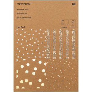 Paper Poetry Kraft Paper Block Dots 270g/m² 20 Sheets Hot Foil
