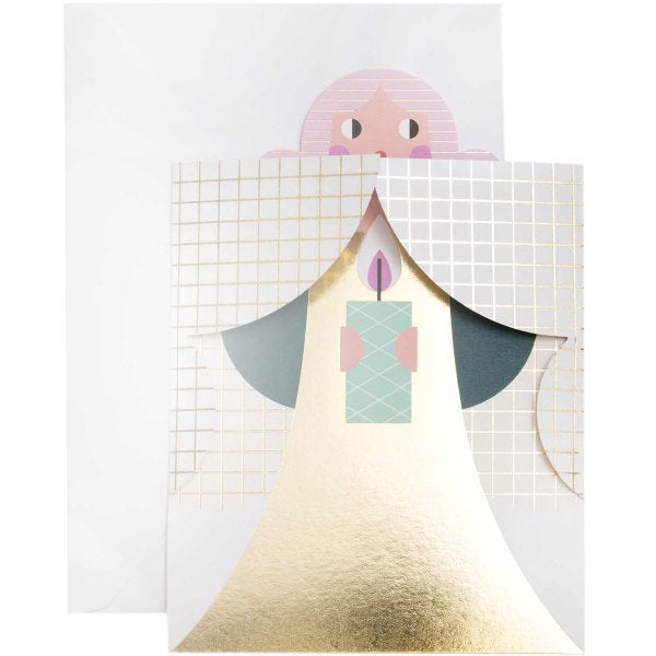 Paper Poetry 3D card angel petrol-pink B6
