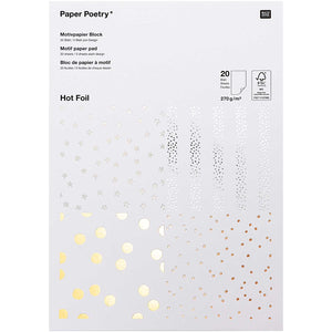 Paper Poetry Motif Paper Pad Dots 270g/m² 20 Sheets Hot Foil