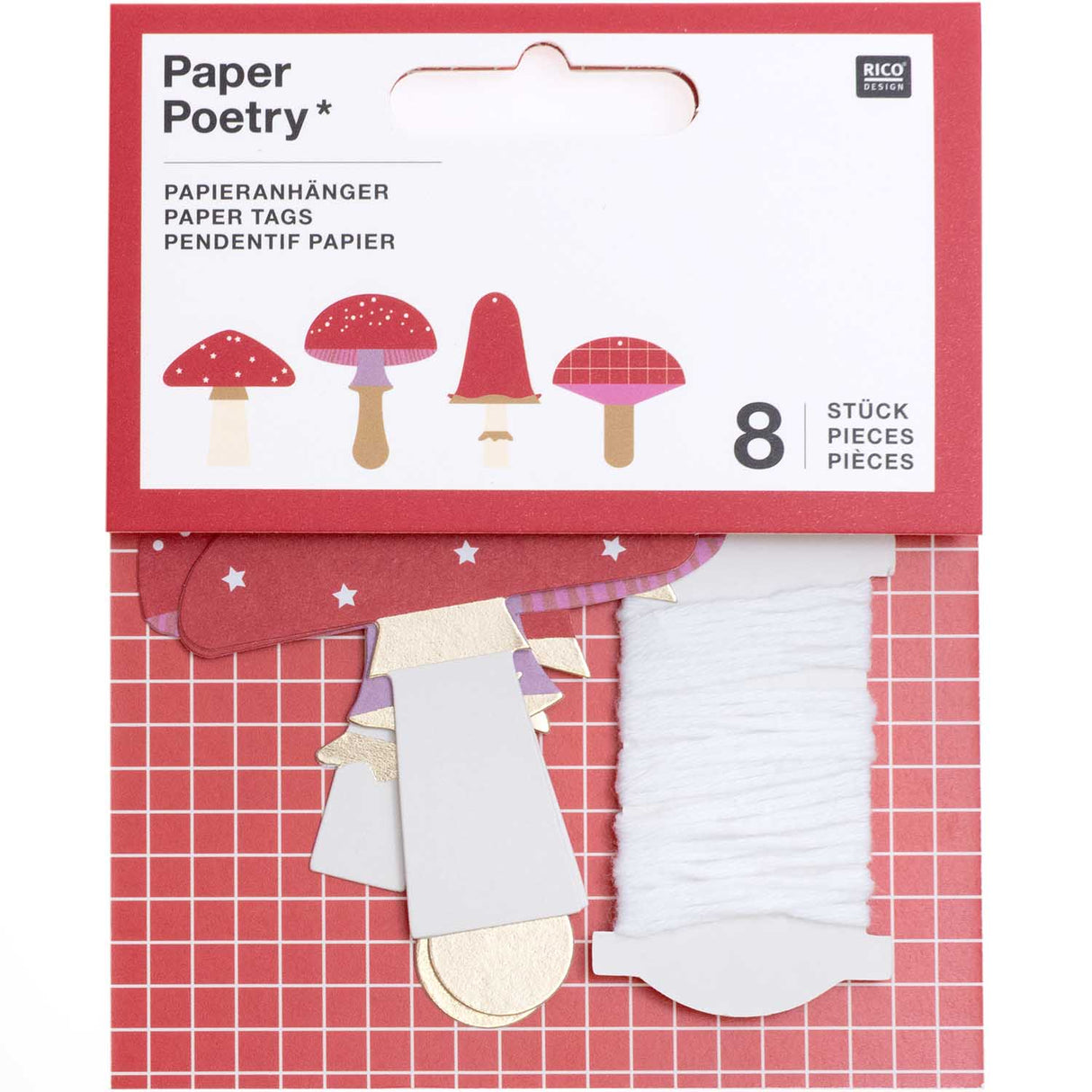 Paper Poetry Paper tags mushrooms 8 pieces