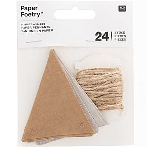Paper Poetry paper pennants kraft paper gray cardboard 6.5x7.5cm 24 pieces