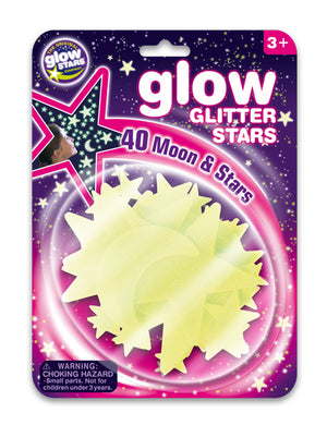 Glow Glitter Stars 40 Moon & stars