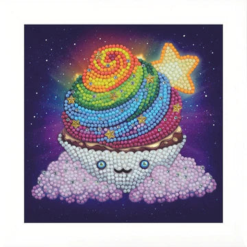 Rainbow Cupcake 16x16cm Frameable Crystal Art