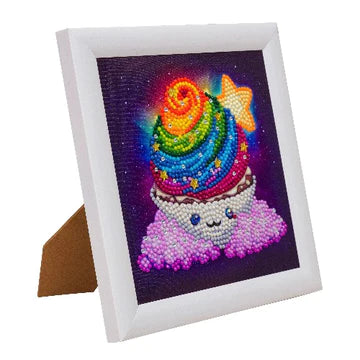 Rainbow Cupcake 16x16cm Frameable Crystal Art