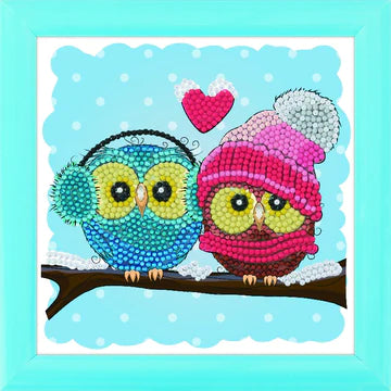 Cosy Owls 16x16cm Frameable Crystal Art