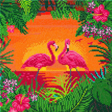 Fancy Flamingoes, 30x30cm Crystal Art Kit