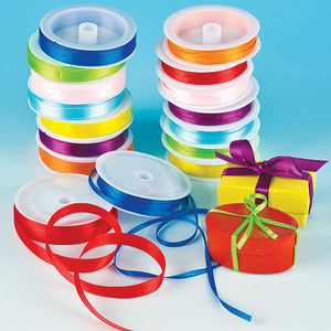 Coloured Satin Ribbon Value Pack (Pack of 16 reels