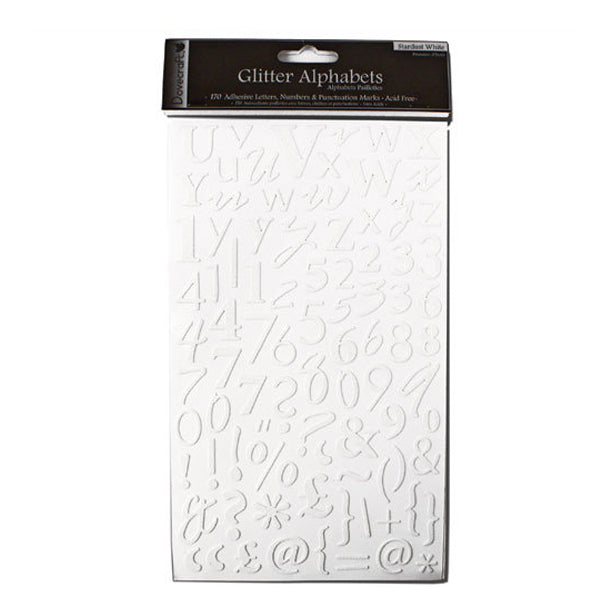 TRIMCRAFT ALPHABET GLITTER STKRS- WHITE